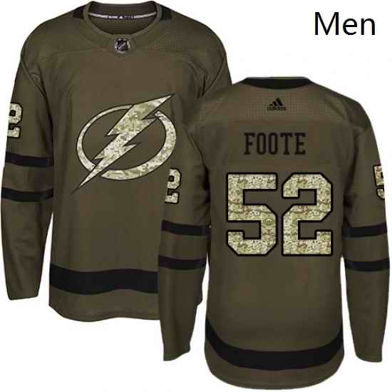 Mens Adidas Tampa Bay Lightning 52 Callan Foote Authentic Green Salute to Service NHL Jersey